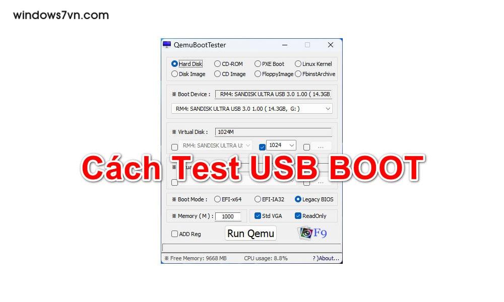 test usb boot